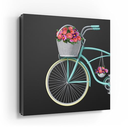 DEQORI Cassetta portachiavi con stampa UV | motivo bicicletta piena di fiori | scatola di design ca. 30 x 30 cm | Cassetta portachiavi piatta e moderna con motivo stampato | Scatola da parete per