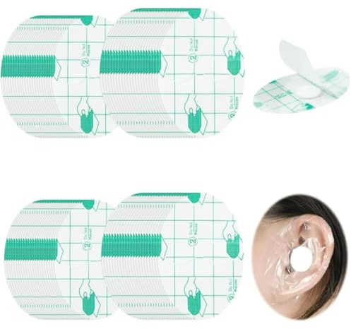 Xinlon 80 stycken självhäftande öronskydd, vattentäta öronskydd, engångsvattentäta öronskydd, duschöronskydd, innehåller absorberande kärna, för dusch, simning, surfing