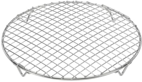 sourcing map Grille de cuisson ronde de 22 cm de diamètre en fil d'acier inoxydable pour cuisson à la vapeur pour la cuisson, la conserve, le rôtissage, le refroidissement, le séchage, argenté