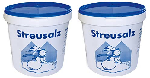 Buri 2 x 10kg Salz für Winter Streusalz im Eimer 20kg Streusalz kaufen Auftausalz Streugut Schneesalz für Streuwagen Salz Schaufel Wintersalz Schnee EIS Road Salt