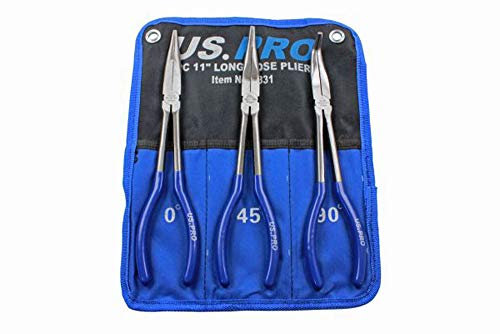 US PRO Tools 3pc 11 (275mm) Long Reach Nose Pliers, Plier Set New 1831, Blue