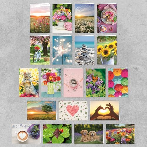 PremiumLine Grußkarten Set mit Umschlag, 40 Stück | nachhaltiges FSC Papier, Blanko | Klappkarte, farblich passender Umschlag | Glückwunschkarten Motiv: Sommerliche Fotokarten, 11,5x17cm