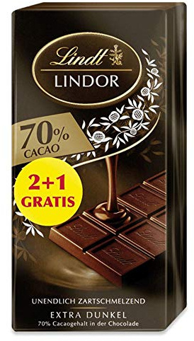 Lindt Lindor Tafel Extra Dunkel 70% - 175 Jahre Jubiläumsediton (2 + 1 gratis)