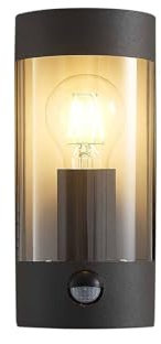 Lindby Wandleuchte außen Junias mit Bewegungsmelder (spritzwassergeschützt (Modern) in Schwarz aus Edelstahl (1 flammig, E27) - Wandlampe für Außenwand/Hauswand Haus Terrasse und Balkon
