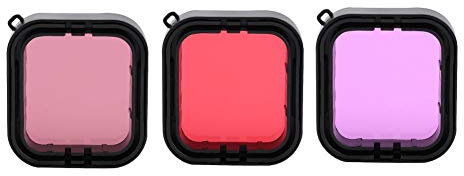 Qiilu 5 Filtre Rouge Filtres de caméra sous-Marine, 3Pcs Rouge Rose Violet Filtres de Compensation de Correction sous-Marine Ensemble de filtres de plongée pour 5/6
