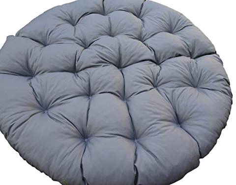 TBA Papasanfåtöljkudde, kudde golvkudde för svängfåtölj, rund Papasan fåtölj, polyrattan fåtölj - diameter 130 cm och kuddtjocklek 10-12 cm (grå)