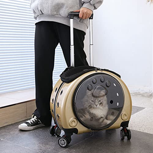 QZSM Katzenrucksack, Katzenrucksack Mit Fenster Transporttasche mit Rollen für Hunde und Katzen 1 Matten, Freely Breathe Travel Dog Carrier, Airline Approved Outdoor Cat Crate