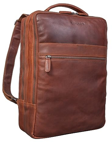 STILORD Jason Laptop-Rucksack 17 Zoll Groß Leder Vintage Business Backpack Daypack für Uni Reisen Arbeit Büro Freizeit - Lederrucksack Damen & Herren Echtleder Farbe:sila - braun