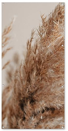 MuchoWow Poster exterieur Herbe - Plantes - Nature - Herbe de la pampa Decoration murale 80x160 cm Résistant aux intempéries/soleil