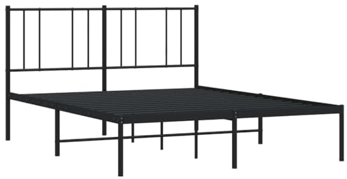 vidaXL Sängram med huvudgavel metall svart 120x200 cm, säng, metallsäng, metall sängram, sängar, metallsängar, metall sängramar, gästsäng, gästsängar