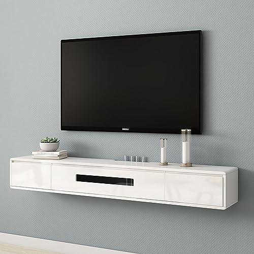 Tv Lowboard - Tv Schrank Hängend - Wandmontage TV-Schrank, 120 Cm TV-Ständer, Wandmontiertes TV-Lowboard, TV-Ständer Für Medienkonsole, Entertainment-Center, WLAN-Router DVD-Aufbewahrungsregal ( Color