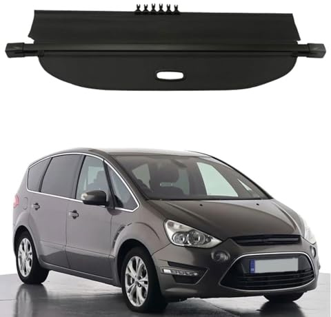 BioNyt Étagère Arrière Rétractable de Coffre pour Ford S-Max SMAX 2007-2011 2012 2013 2014 2015, Couverture de Cargaison Cache-Bagages Panneau de Bouclier de Ssécurité Accessoires de Voiture,Black
