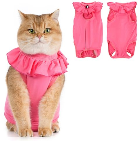 Avont Katzenbody nach OP Erholungsanzug Kleidung Modal Recovery Kastration Spay Entwöhnung Leckschutz Suit für Katze, Bauchwunden oder Hautkrankheiten-M-Rosepink