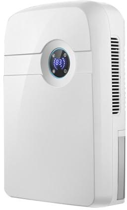 TAPMING Deshumidificador 2500 ml 42 W – eficiente cuarto de baño – portátil, apagado automático, compacto, silencioso, apagado automático, ideal para el hogar