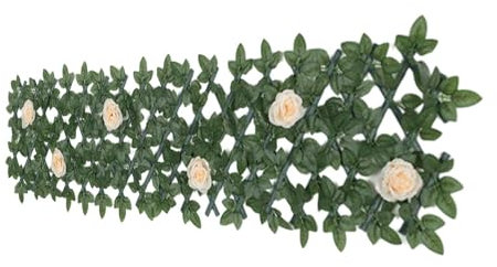 Fence Coverings Outdoor Artificial Fence Screening With Flowers | Outdoor Expanding Garden Trellis Panels |Decorative Faux Ivy Leaf Telescopic Fence Privacy Screen Garden Guardrail For Balcony Yard(Si