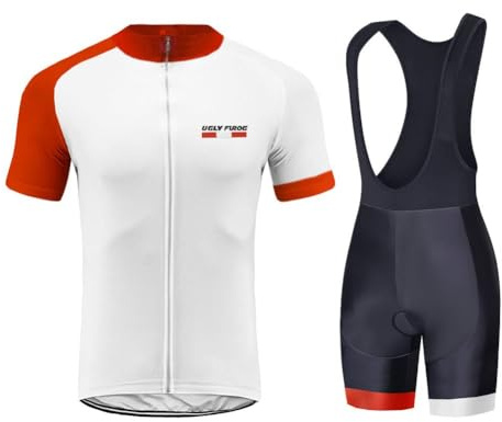 UGLY FROG MTB Fahrradbekleidung Set, Herren Sommer Atmungsaktiv Schnell Kurzarm Radfahren Jersey Set Kurzarmtrikot +20D Sitzpolster
