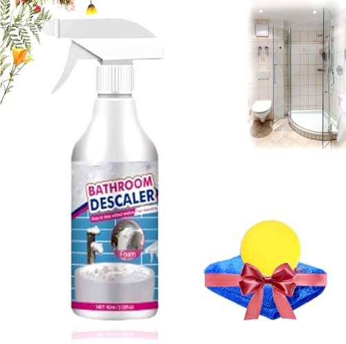Bathroom Descaler Spray, Duschkabinenreiniger, Kalkentferner Dusche Stark, Duschreiniger, Duschwand Reiniger, Kalkentferner Dusche Stark, Foaming Wall Cleaner, Badezimmerentkalker (1, 60ml)