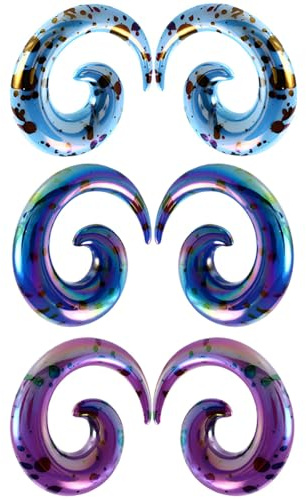 1 SET 2 mm(12 G) Acryl Dehnspiralen Plugs Tunnel Kegel Dehnungsschnecke Acrylkegel Ohrstecker Dehnschnecke Kit Ohrringe Dehnstab Piercing Spirale Ohr Expander Frauen Herren Weiß/Grün/Cyanfarben