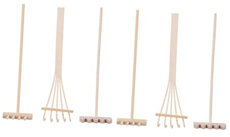 Toyvian 6pcs Mini Bamboo Rake for Desktop Zen Garden Miniature Farm Tools Sand Table Accessories for Japanese Garden Moss Raking