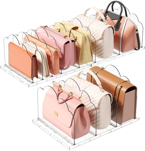 Lifewit 3 Stück Taschen Organizer Schrank mit 8 Trenner für Handtaschen | Verstellbar Handtaschen Aufbewahrung für Tragetaschen Clutch Shirts Bücher, Acryl Taschenständer für Bad Küche, 18,5cm hoch
