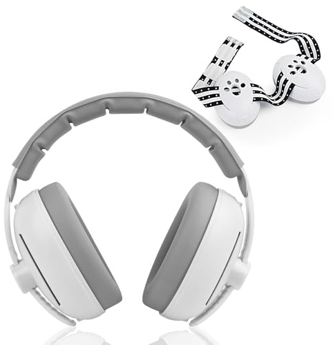 YARVPUV Cache-oreilles 2 en 1 pour Bébé, Casque Avion Bebe,Casque Anti Bruit Bebe pour Protection Contre le Bruit (0-4 ans), Réduction de Bruit de 25dB, Bandeau Réglable et Coque ABS Légère