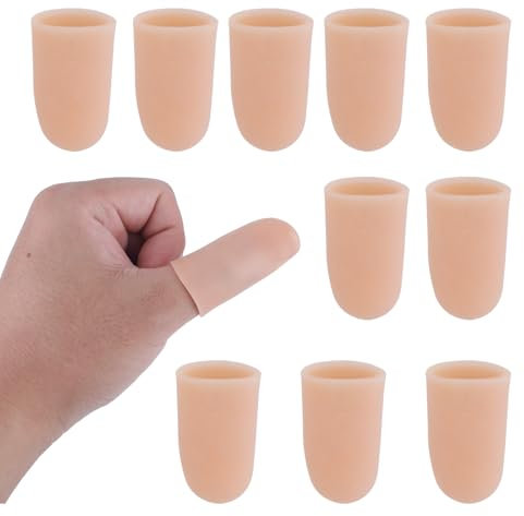 10pcs Finger Sleeve Protectors, Silicone Rubber Gel Thumb Tips Support Guard Cover Reusable Fingertips Protection Cots for Finger Cracking