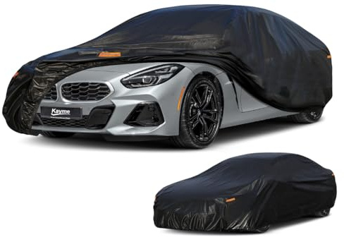 Kayme Car Cover Waterproof Breathable, Full Car Cover for Saloon Sun Dust Protection Outdoor, Fit for BMW Z4, Audi TT, Nissan 350Z 370Z, F-type etc. View Vehicle Size Chart A7, Black