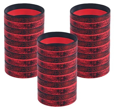 SAVITA 30 pz Braccialetti in Silicone a Forma di Ragno, Braccialetti a Forma Ragno Rosso e Nero Morbido Decorazione per Feste Tema Cartone Animato per Bomboniere di Compleanno