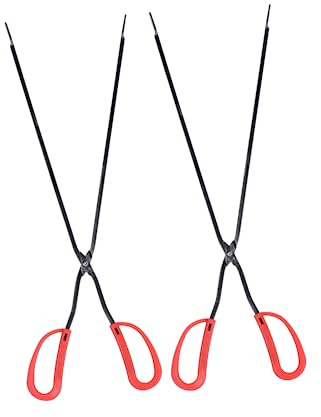 Ciieeo 2pcs Long Handle Garbage Picker Tongs Sturdy Briquette Tongs for Barbecue Heavy Duty Firewood Clamp for Outdoor Use and Household Waste Collection