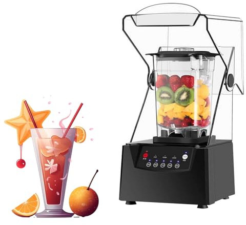 DUXMM Mélangeur Vertical de 2 litres avec Couvercle Insonorisé,avec Couvercle insonorisé, Machine à Smoothie de 2 200 W,Brise-Mur Silencieux pour Smoothies et Fruits