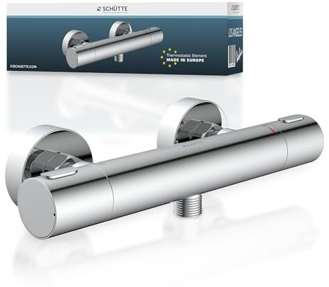 SCHÜTTE Los Angeles 33180 - Miscelatore termostatico per doccia, miscelatore con protezione contro scottature a 38 °C, termostato doccia, rubinetto per doccia in cromo