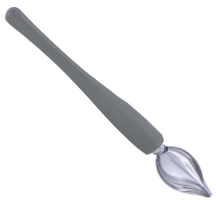 Luxshiny Cucchiaio da Decorazione in Acciaio Inox Grande Beccuccio per Salsa, Utensile da Cucina per Catering e Ristoranti, Manico Curvo Ergonomico per Impiattamento Dessert,