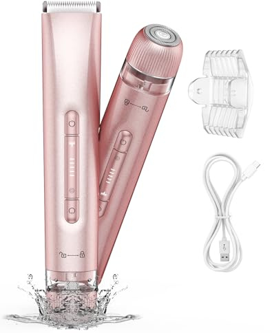 Bikini Trimmer Women Lady Shavers for Women 2 in 1 Facial Hair Remover Painless Body Hair Trimmer for Face Legs Underarm Electric Shavers Razors Wet & Dry Use USB-C Pubic Hair Removal
