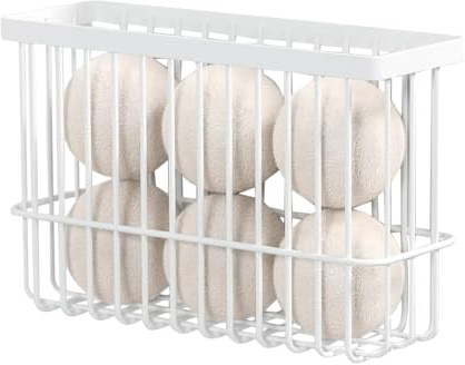 Agwuoetr Magnetic Dryer Ball Holder Punching-Free Storage Rack for Laundry Room Organization, Magnetic Lint Bin for Laundry Room, Iron Dryer Ball Container