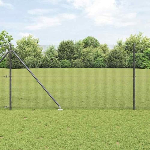 QJBSAVVA Stahl Gartenzaun Grau 1000 x 3,2 x 120 cm pulverbeschichteter Zaun mit Pfosten UV und korrosionsresistenter Staketenzaun für Hunde Katzen Geflügel und moderne Gartengestaltung