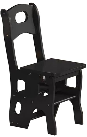 Silla plegable portátil de madera maciza para biblioteca y taburete – Escalera de escalada de 4 escalones, moderno soporte de exposición, banco de zapatos de cocina, silla de escalera multifuncional