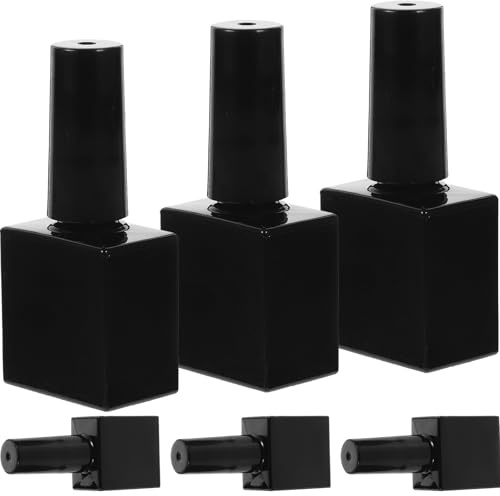 KICHOUSE 6 Pcs Small Black Glass Nail Polish Bottles with Brush 10 Ml Capacity Empty Gel Polish Bottles for Homes and Beauty Shops Lightweight and Refillable