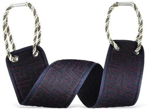 HANABASS Peeling Rückenschrubber mit Doppelgriffen Peeling Waschlappen aus Robustem Material Doppelseitiger Badehandschuh für Rücken und Ganzkörperpeeling Navyblau für Dusche und Bad