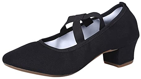 FannBiatty Chaussures De Danse Salon Latine Femme Bout Fermé Entrainement Chaussure De Pratique Mode Bachata Talon Haut Salle De Bal Confort Chacha Heels Dance Shoes Soirée Salsa Escarpins Petit Talon