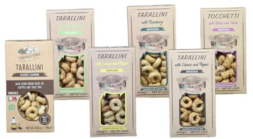 Tarallini Mixed Pack of 6 (Classic, Fennel Seeds, Calzone, Lemon and pepper, Rosemary, Cheese and Pepper)