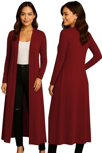 Chaqueta extralarga para Mujer - De Manga Larga con Cuello - Estilo Masculino - Vino - XXXL - UK 24-26/EU 52-54 (Talla Grande)