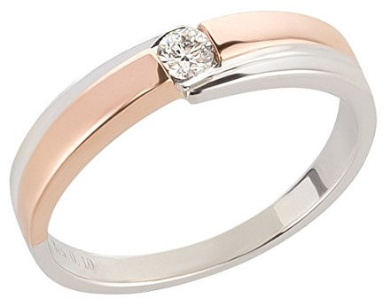 Ardeo Aurum Damenring aus 375 Gold bicolor Weißgold Rosegold mit 0,1 ct Diamant Brillant Verlobungsring Solitär