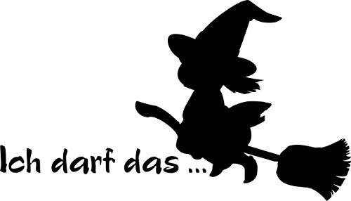 KFZ Aufkleber: Hexe mit Besen - Ich darf das. Frauen, Autoaufkleber // (Silber -180 mm x 100 mm)