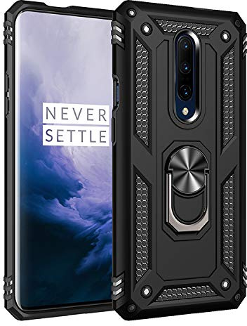 BestST Funda para Oneplus 7 Pro Armor Carcasa con 360 Anillo iman Soporte Hard PC y Silicona TPU Bumper antigolpes Fundas Carcasas Case para movil Oneplus 7 Pro, Negro