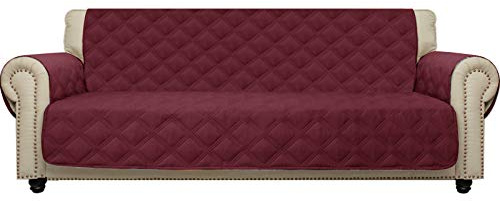 CHHKON Sofa Cover 100% Waterproof Non-Slip Quilted Furniture Protector Sofa Slipcover for Children, Pets for Leather Couch (Burgundy, 78)