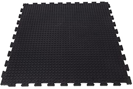 Floordirekt Stallmatte aus Gummi - 100 x 100 cm - Stallboden - Puzzlesystem - rutschfest & gelenkschonend -20 mm Stärke (Buffalo)