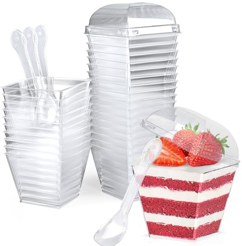 CoKeeSun 30 Pcs Dessert Cups 4 oz/115 ml, Reusable for Dessert with Pudding, Mousse, Ice Cream