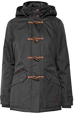 OXMO OXBrooke vinterparkas för kvinnor, parkas, kappa i dufflecoat stil med huva, Mörkgrå (792890), L