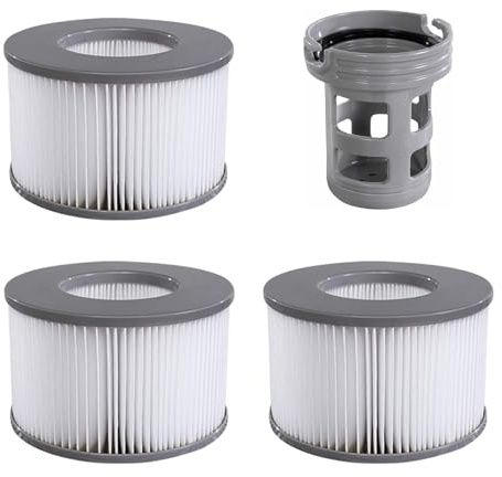 Denkmsd Filterkartuschen für MSpa Whirlpoal, Filter Zubehör für MSpa aufblasbare Pools, 3pcs Filter + Filterhalter im Lieferumfang, Nachrüstset Modell bis 2019