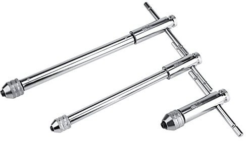 Pilipane T-Griff Ratsche Gewindebohrerhalter,verstellbarer T-Griff Ratsche Windeisen M3 M8 & M5 M12 für Gewindebohrer & Schneideisen-Set, Ratschenschlüssel Handwerkzeug (M5-M12 lang)